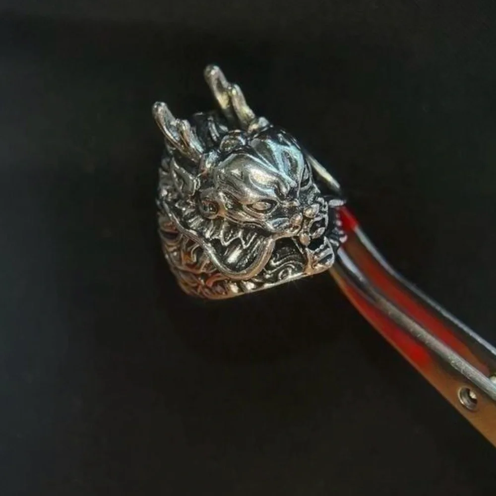 Silver‎ Tone Dragon Head Men's Ring